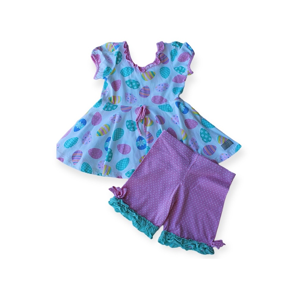 Eleanor Rose Easter Egg Knit Short Set. Size 8/10 Top, 10/12 Shorts